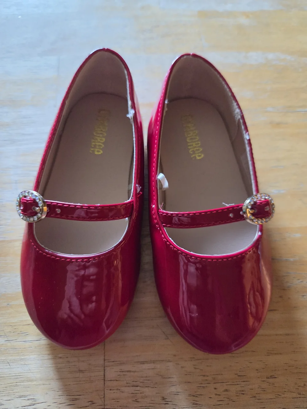Gymboree Shiny Red Patent Mary Jane Shoes with Jeweled Strap